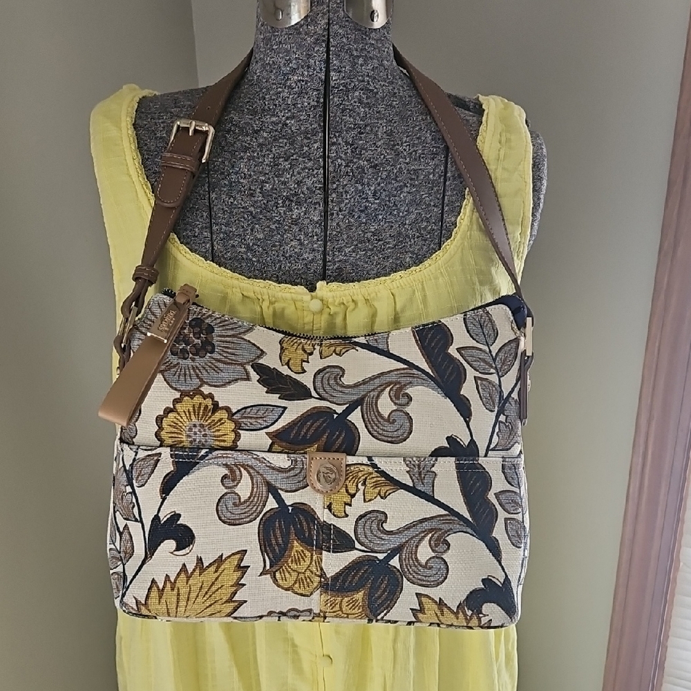Spartina 449 Linen and leather Floral Shoulder bag